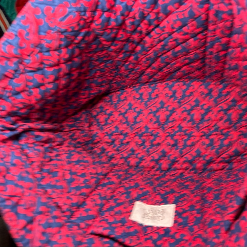 ~Quilted Koala~Large Blue & Red Damesk Quilted Double Strap Tote - Picture 5 of 9